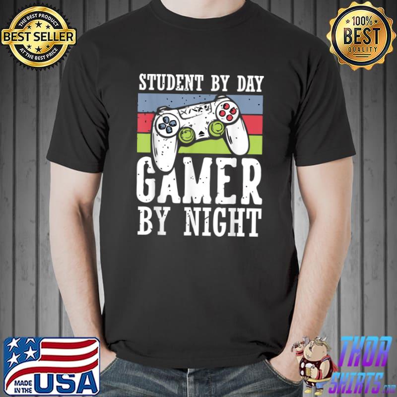 Gaming Student By Day Gamer By Night Vintage Controller Game Day T-Shirt