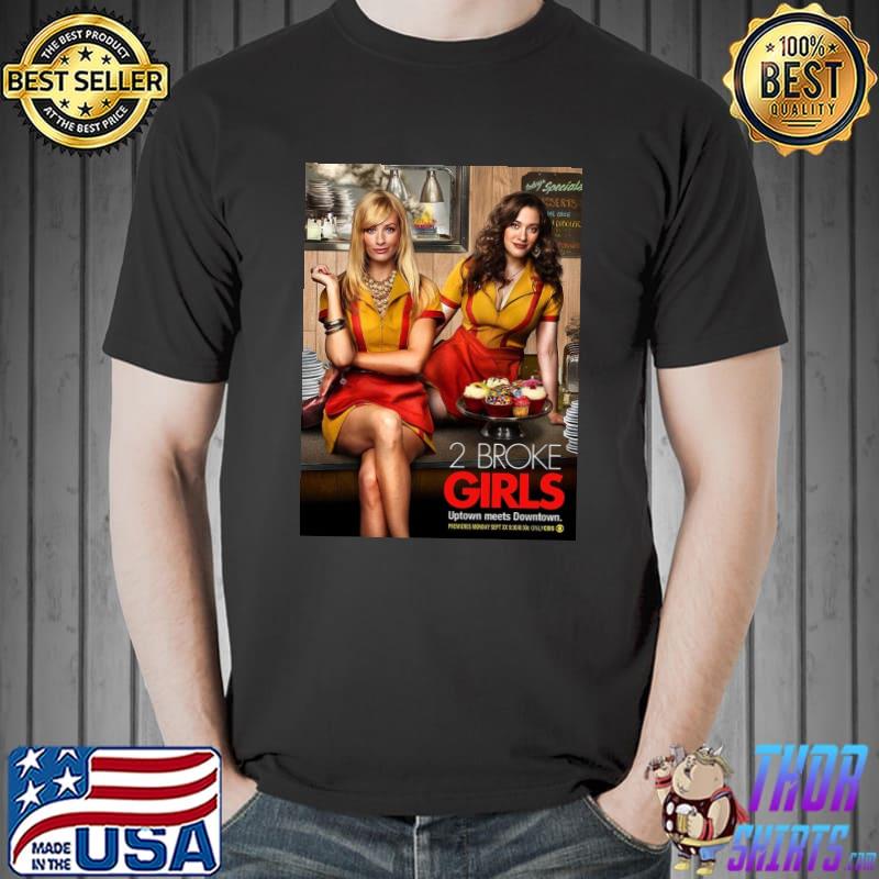 Graphic design of two broke girl funny TV show classic hirt