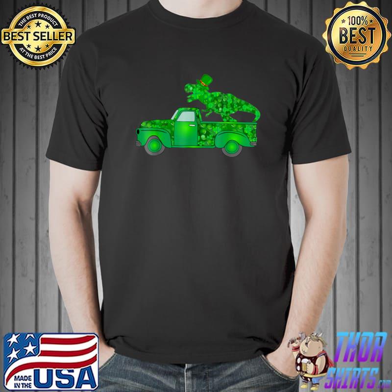 Green Dinosaur T-rex Truck Happy St Patrick's Day T-Shirt