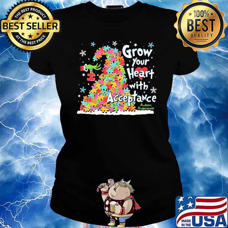 Grow Your Heart With Acceptance Autism Awareness Grinch Shirt Ladies tee