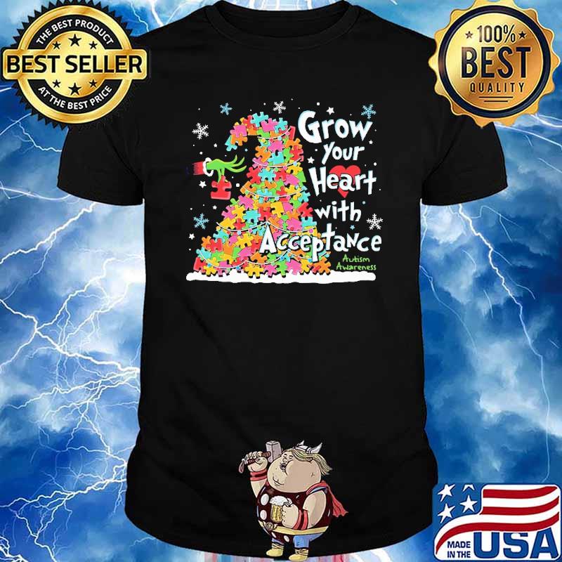 Grow Your Heart With Acceptance Autism Awareness Grinch Shirt