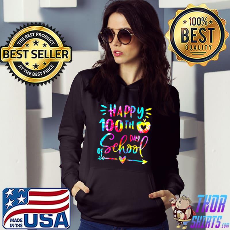 Happy 100th Day Of School Tie Dye Teacher Student 100 Days Apple T-Shirt Hoodie