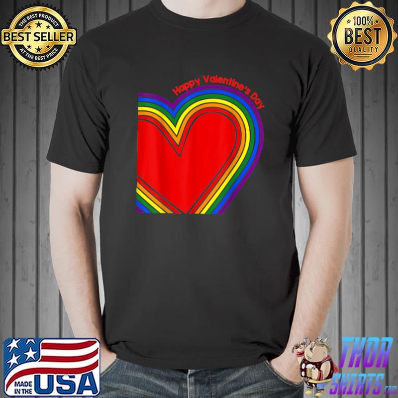 Happy Valentine's Day Lgbt Rainbow Heart Gifts Idea T-Shirt