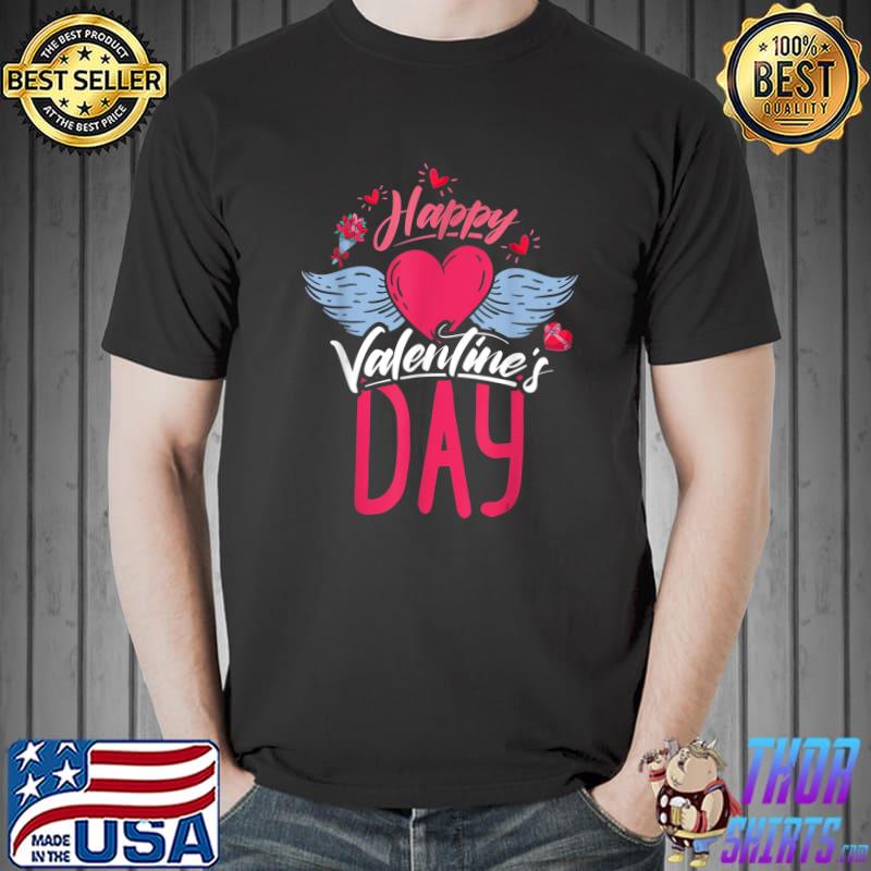 Happy Valentine`s Day Outfit Valentines Day Hearts Wings T-Shirt