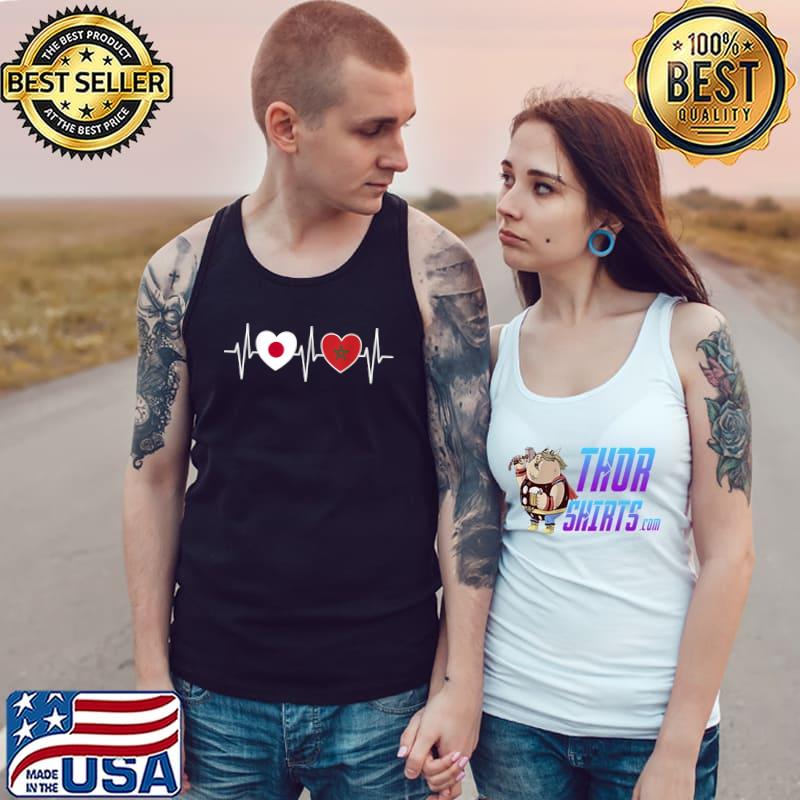 Heartbeat Japan And Morocco Moroccan Flag Flags T-Shirt Tank Top