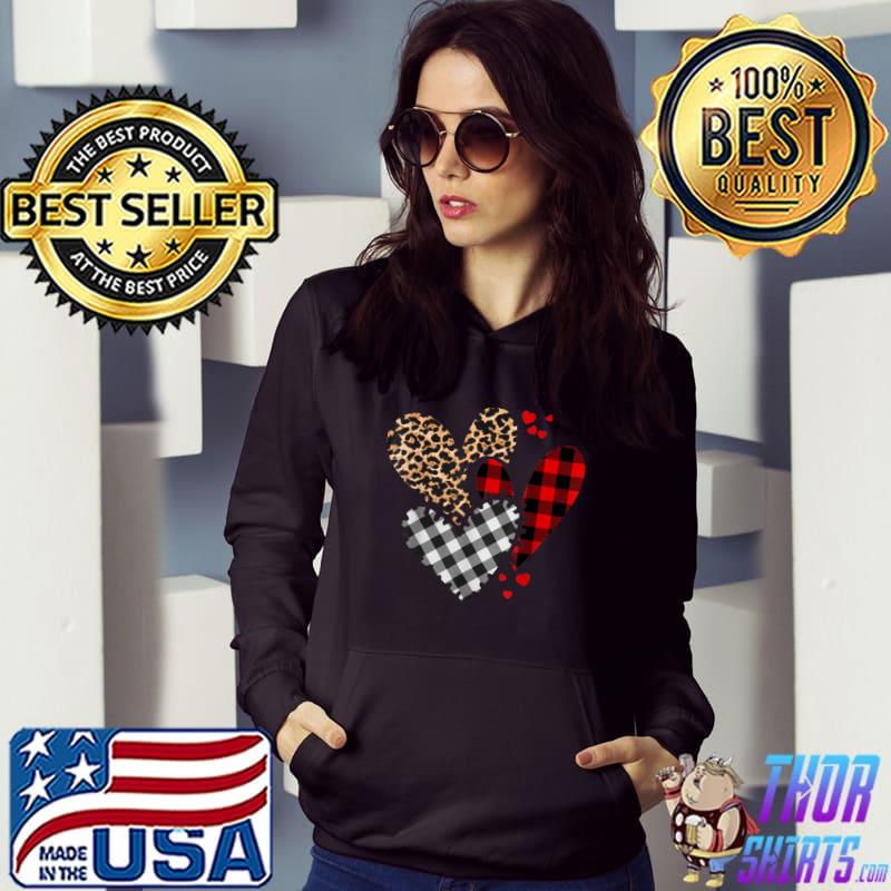 Hearts Buffalo Leopard Plaid Heart Valentines Day T-Shirt Hoodie
