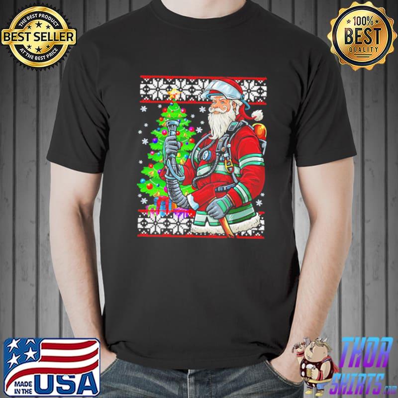 Hero firefighter santa claus fireman ugly christmas classic shirt