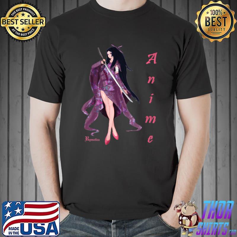 Japanese Anime Girl Warrior Sketching Style,Anime Inspired T-Shirt