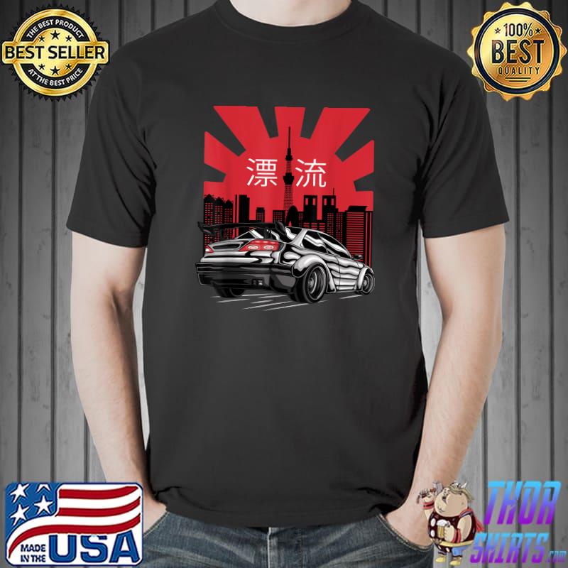 Japanese Red Sunset City And Sport Car T-Shirt