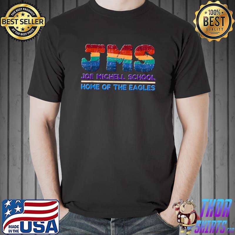 Joe Michell School Home Of The Eagles Rainbow JMS 2022 Pink IB Learner Traits T-Shirt