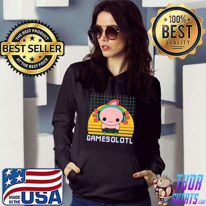 Kawaii Gamesolotl Axolotl Lovers Controller Game Vintage Sunset T-Shirt Hoodie