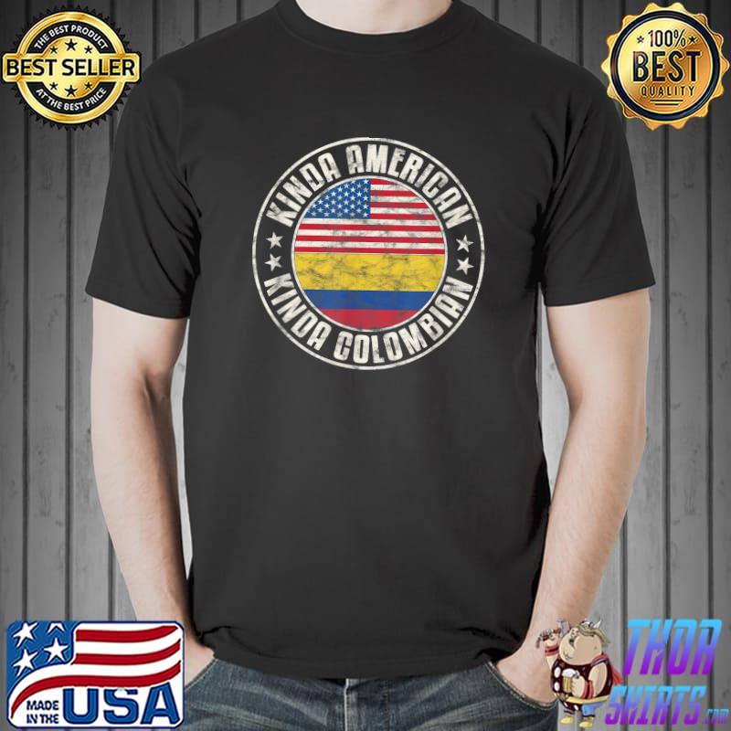 Kinda American Stars Dual Citizenship American Colombian Colombia Usa Flag T-Shirt
