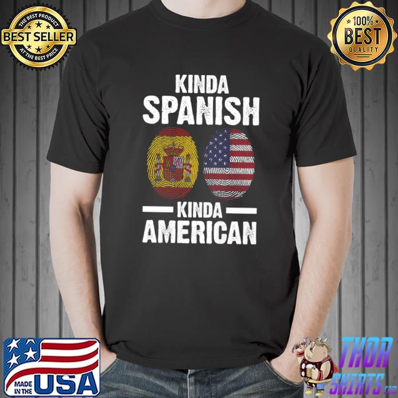 Kinda Spanish Kinda American Spanish Dna Finger Usa Spanish Flag T-Shirt