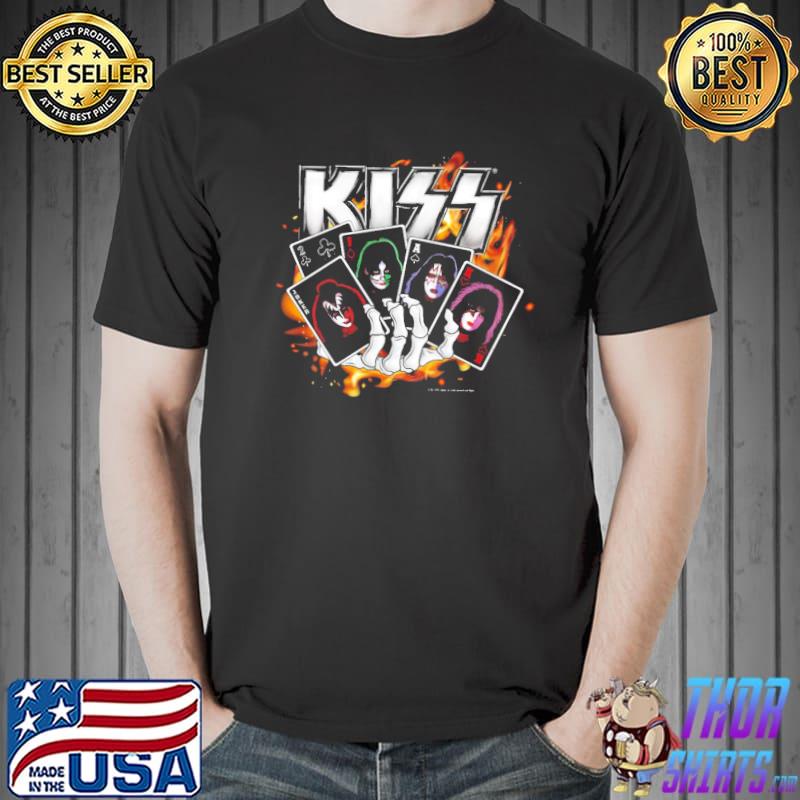 Kiss band on playing cards silver shirt