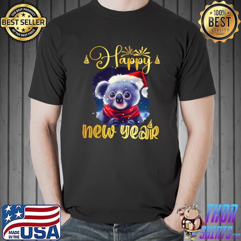 Koala santa hat christmas happy new year T-Shirt