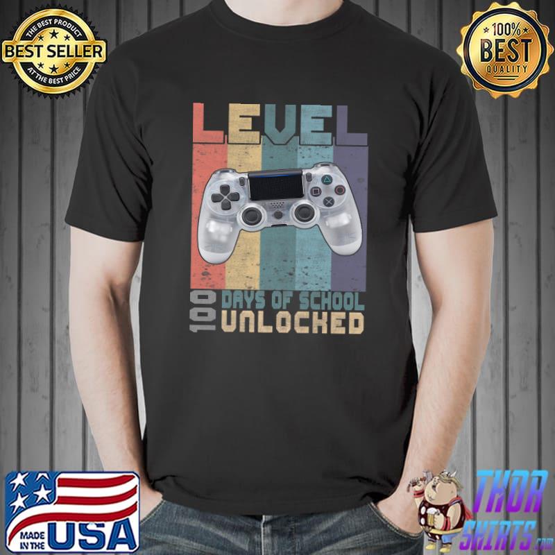 Level 100 Days Of School Unlocked Gamer Video Games Vintage T-Shirt