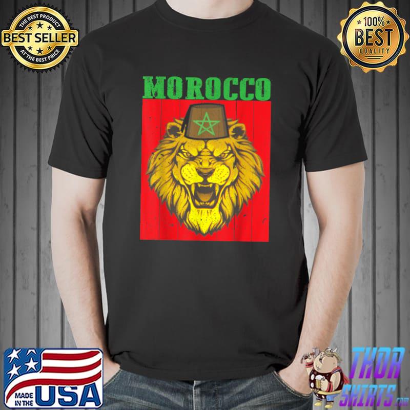Lion Morocco Flag Sport Football Jersey Moroccan Soccer Fan T-Shirt