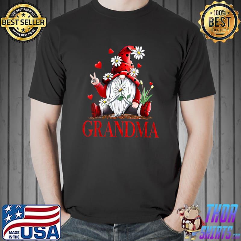 Love Being Called Grandma Gnome Hearts Flowers Valentine Day Matching T-Shirt