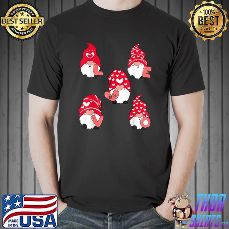 Love Gnomes Hearts Pink Valentines Day Shirts Family T-Shirt