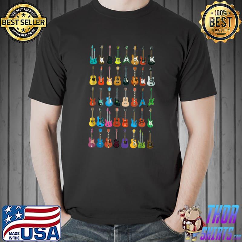 Love Guitar Different Guitars Music Lover T-Shirt