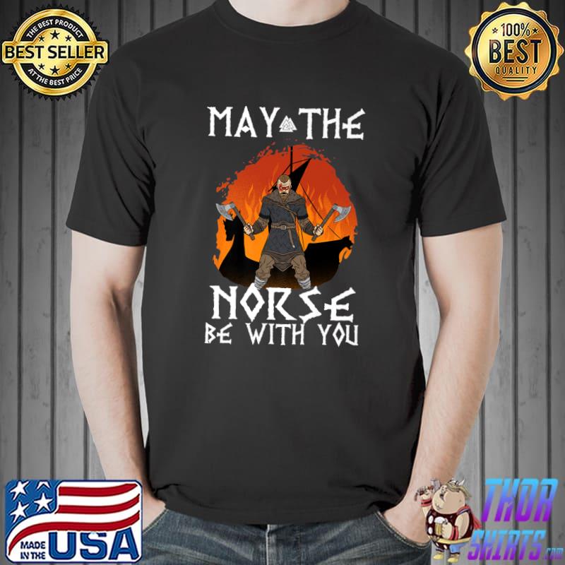 May The Norse Be With You I Valhalla Viking Fire Retro T-Shirt