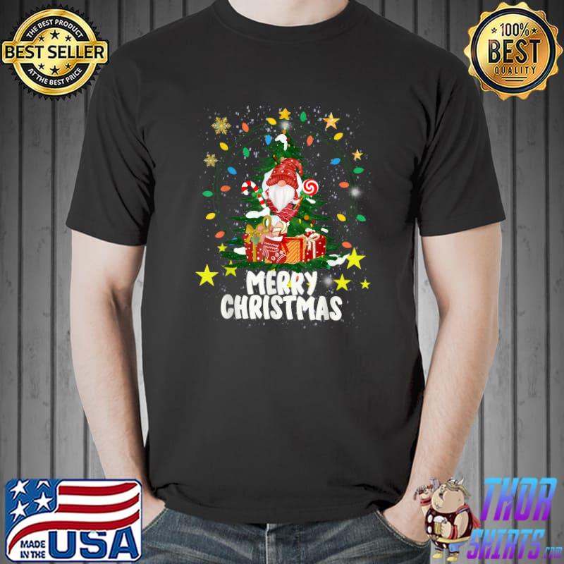 Merry Christmas Gnome Xmas Tree Gifts Lights Family Xmas T-Shirt