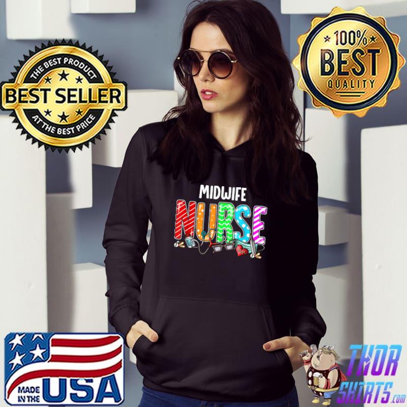 Midwife Nurse Plaid Red Love Heart Stethoscope RN Nurse T-Shirt Hoodie