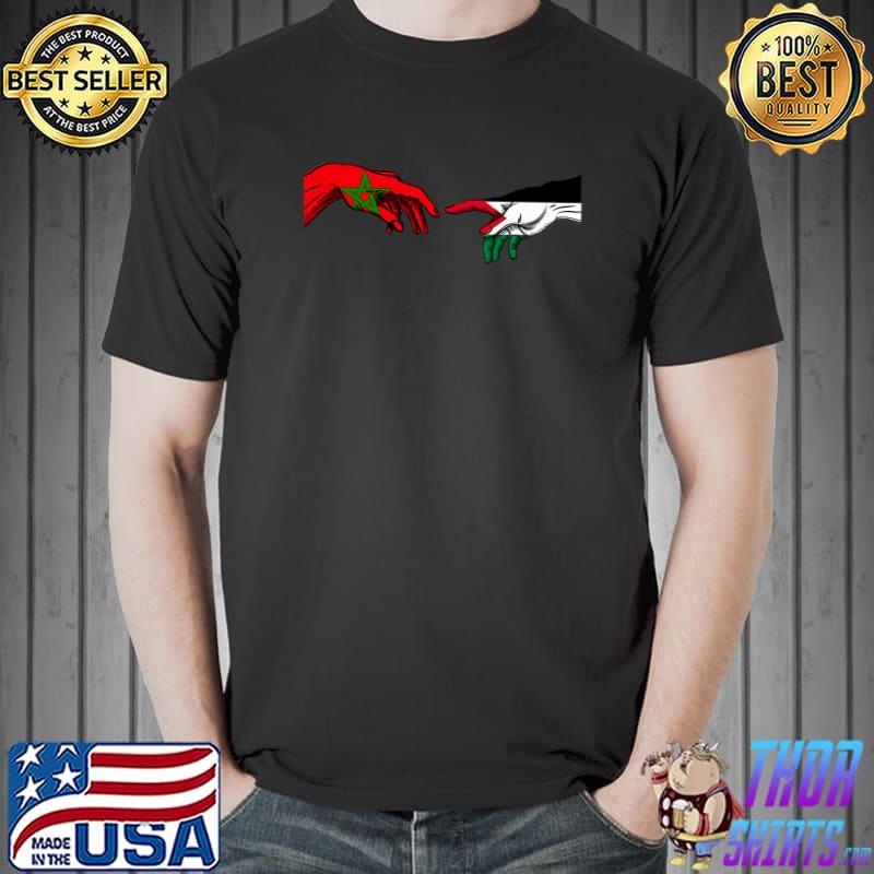 Morocco Palestine Flag Palestinian Moroccan Hands Of God T-Shirt