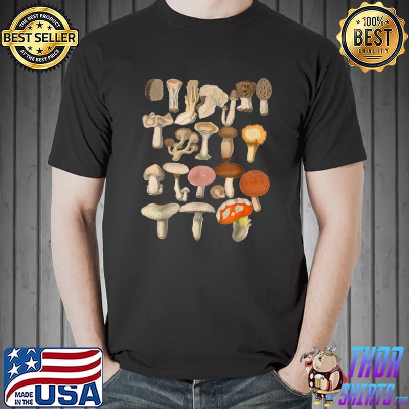 Mushroom Vintage Botanical Illustration T-Shirt