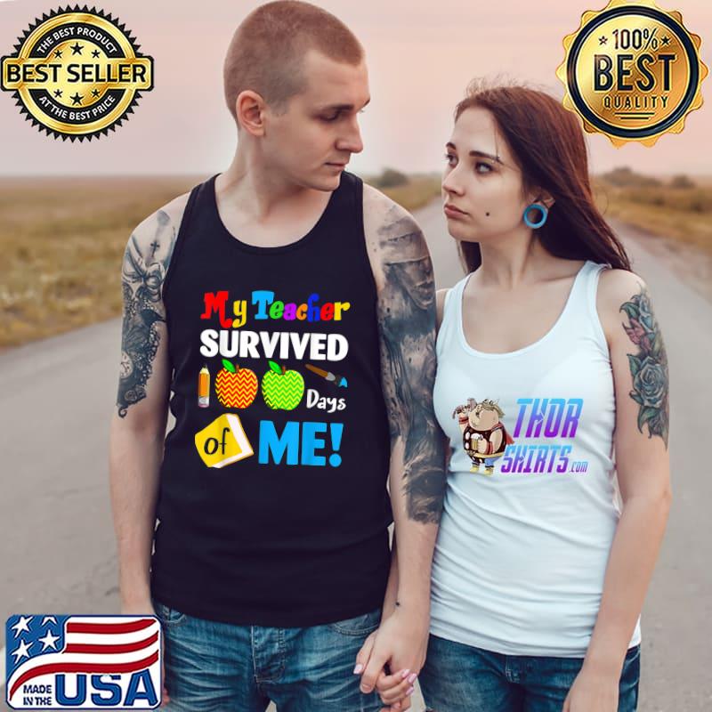 My Teacher Survived 100 Days Of Me Apple Art School T-Shirt Tank Top
