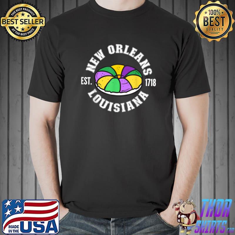 New Orleans Louisiana King Cake College style Mardi Gras T-Shirt