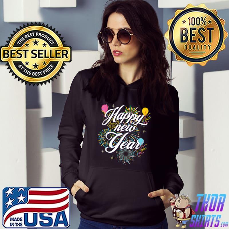 New Years Eve Party Retro Happy New Year 2023 Fireworks Gift T-Shirt Hoodie