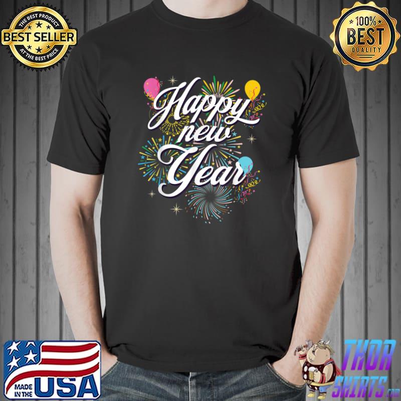 New Years Eve Party Retro Happy New Year 2023 Fireworks Gift T-Shirt