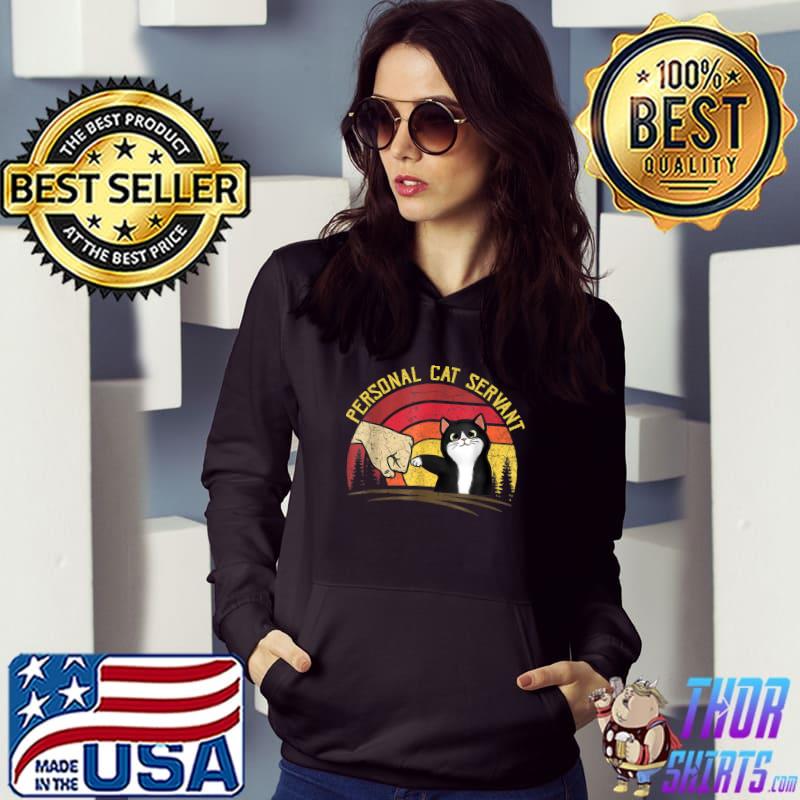 Personal Cat Servant Black Cat Lover Vintage Sunset T-Shirt Hoodie