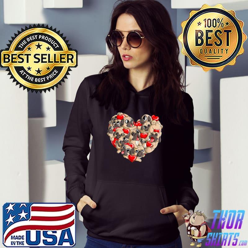 Pug Valentines Day Heart Dog Lover Gifts T-Shirt Hoodie