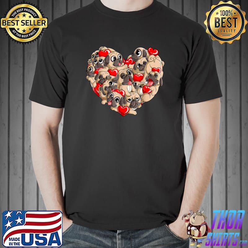 Pug Valentines Day Heart Dog Lover Gifts T-Shirt