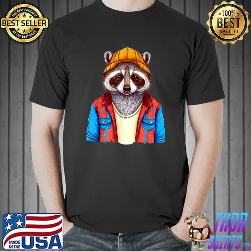 Raccoon Wearing A Hat And A Jacket Raccoon T-Shirt