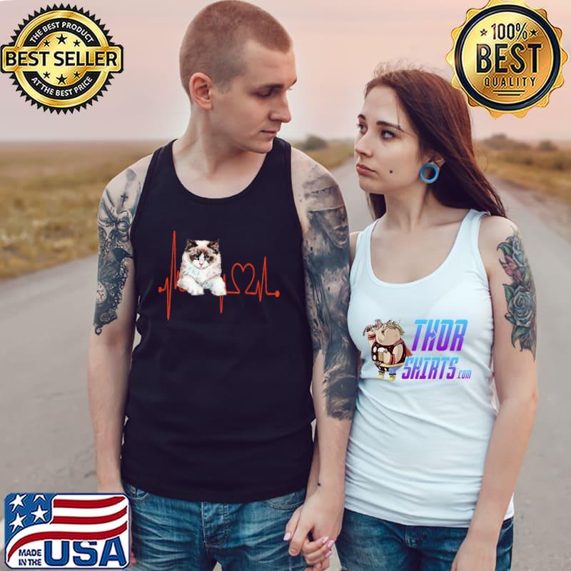 Ragdoll Cat Heartbeat I Love My Ragdoll Cat T-Shirt Tank Top