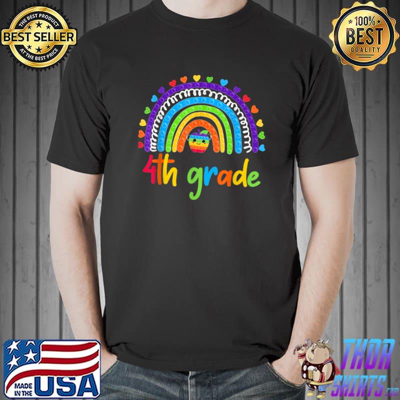 Rainbow Hearts 100 Days Of Fourth Grade Poppin 100th Day Pop It T-Shirt