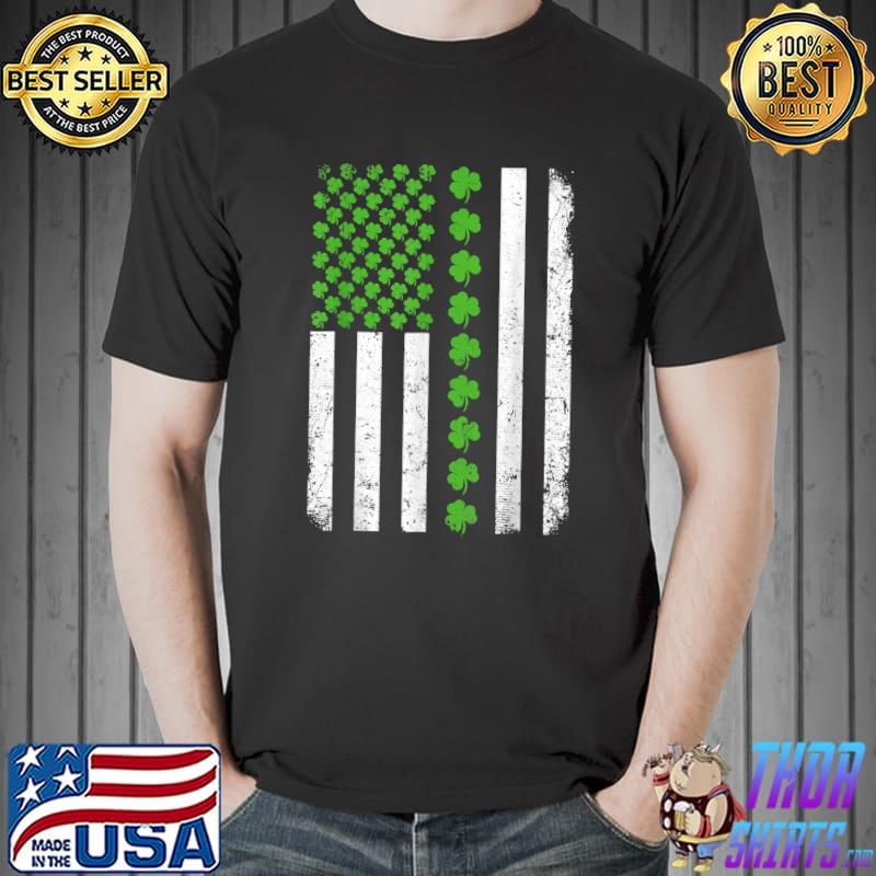 Retro Irish American Flag Distressed Flag St Patrick's Day T-Shirt