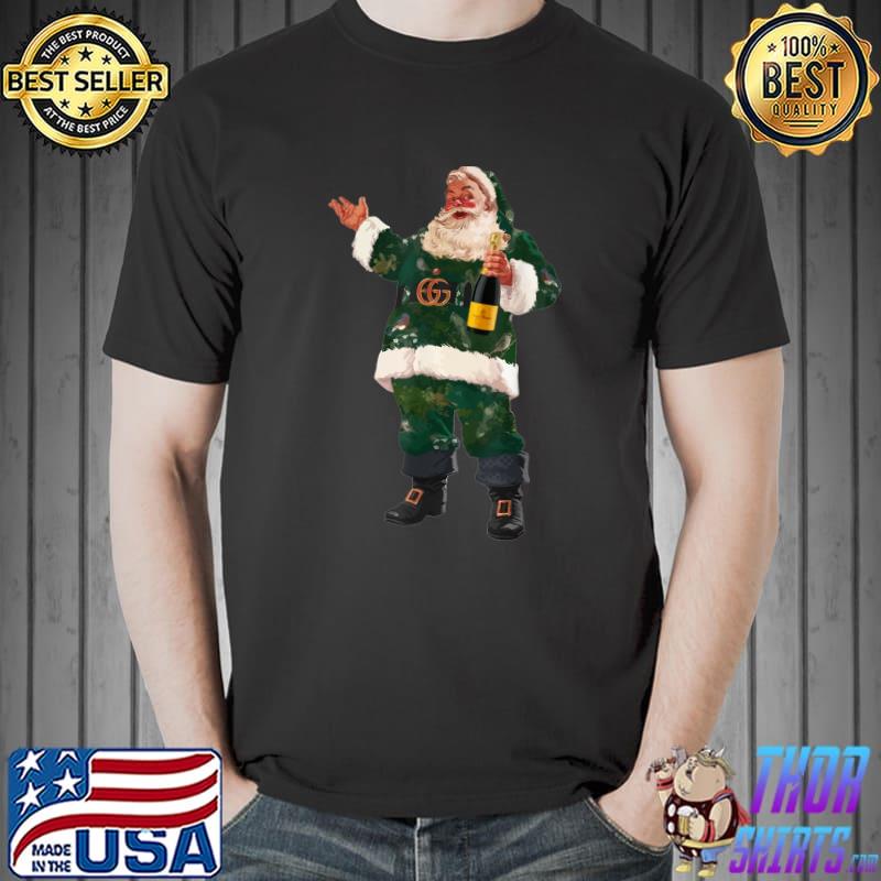 Retro Santa Champagne Santa Family Xmas Clothing T-Shirt