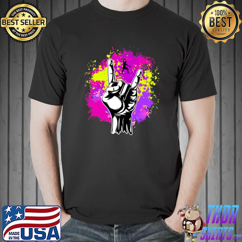 Rock Music Slacklining Lover Gift Slackliner Watercolor T-Shirt
