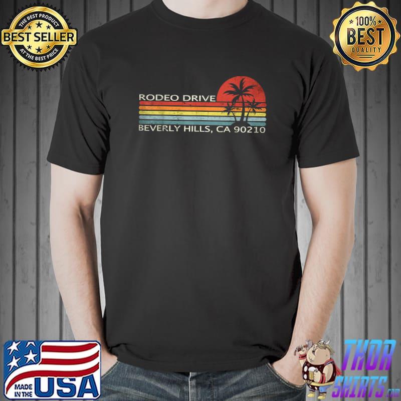 Rodeo drive beverly hills ca 90210 retro sunset palm tree T-Shirt
