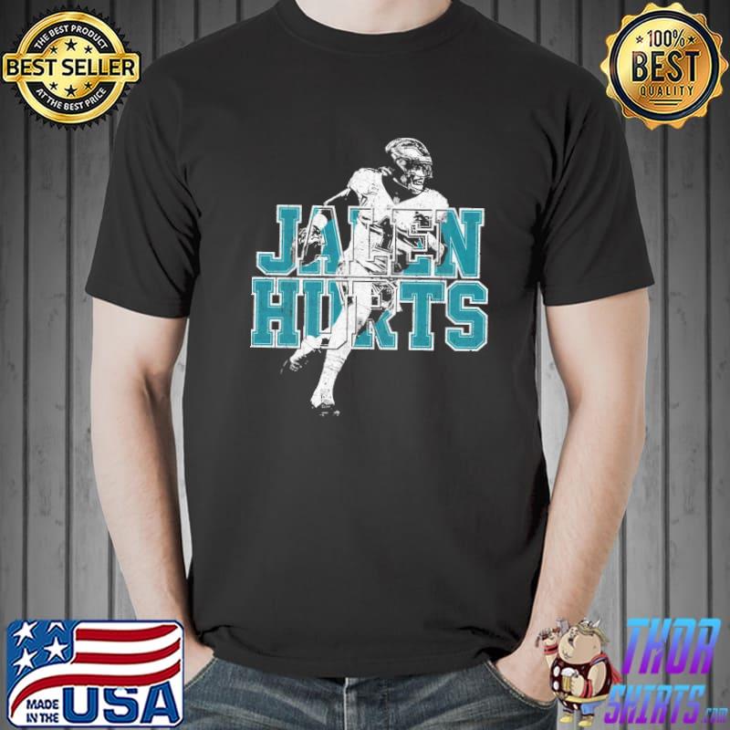 Running jalen hurts grunge graphic white shirt
