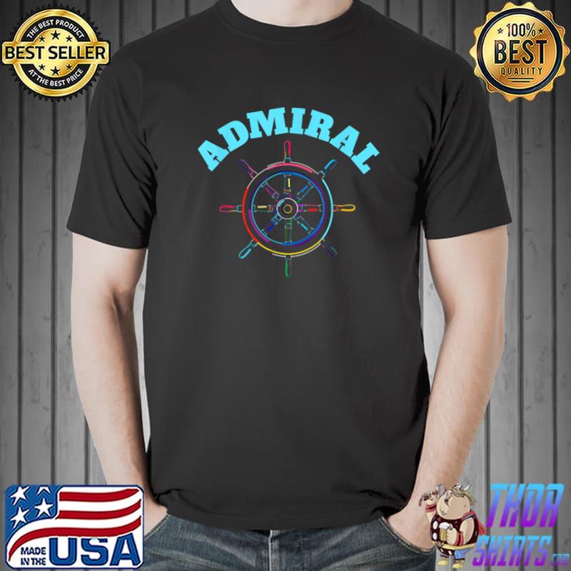 Sailing Boating Steer Wheel Pop Art Admiral Retro T-Shirt