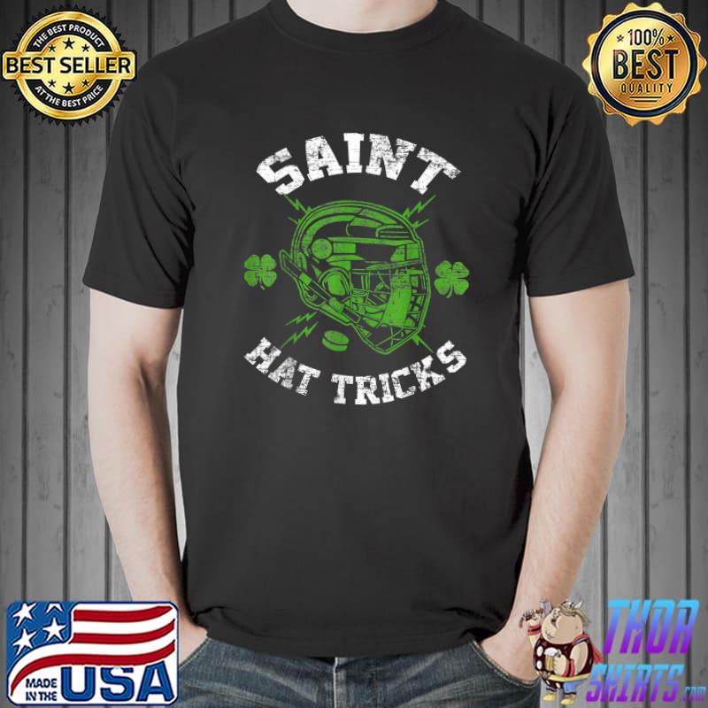 Saint Hat Tricks Helmet Leprechaun Lover Hockey St. Patrick's Day T-Shirt