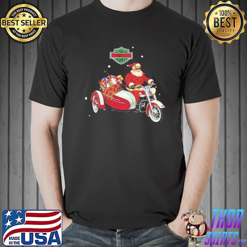 Santa riding harleydavidson motorbike christmas classic shirt