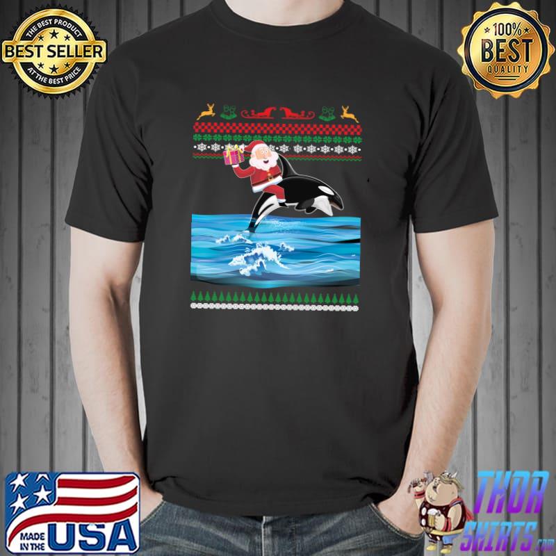 Santa Riding Orca Ugly Christmas Sweater T-Shirt
