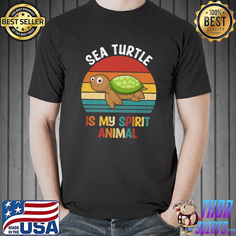 Sea Turtle Is My Spirit Animal Vintage Sea Turtle Lover T-Shirt