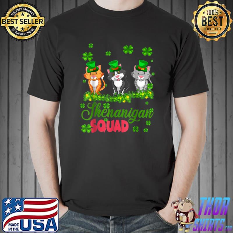 Shenanigan Squad St Patricks Day Leprechaun Cat Lover Gifts T-Shirt